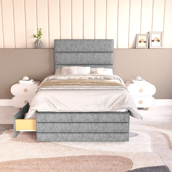 Havana Kids Divan Bed - Silver Chenille