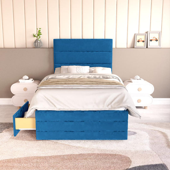 Havana Kids Divan Bed - Blue Plush Velvet