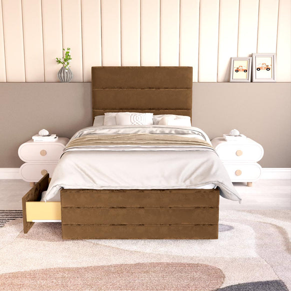 Havana Kids Divan Bed - Mocca Plush Velvet