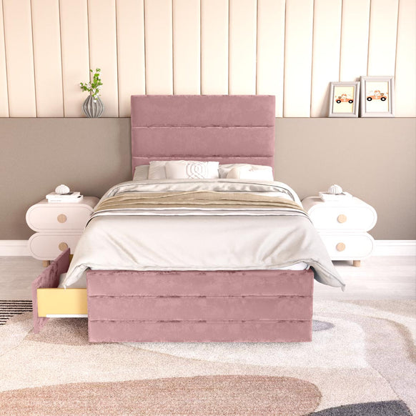 Havana Kids Divan Bed - Pink Plush Velvet