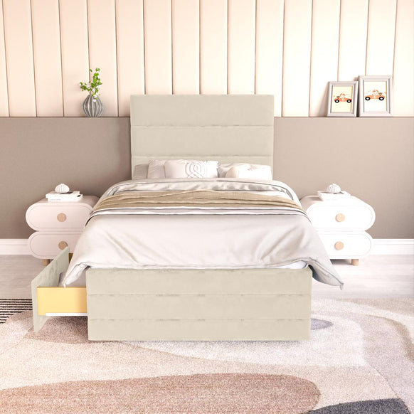 Havana Kids Divan Bed - Cream Plush Velvet