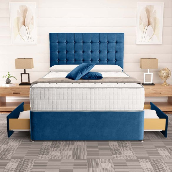 Kingston Divan Bed - Blue Plush Velvet