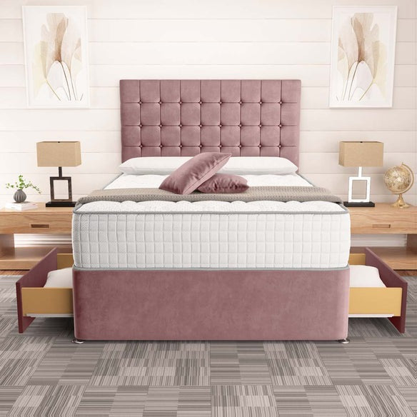 Kingston Divan Bed - Pink Plush Velvet