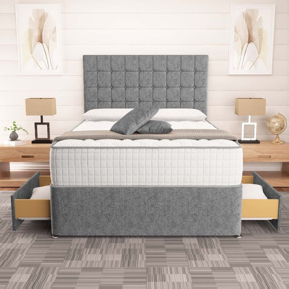 Kingston Divan Bed - Silver Chenille