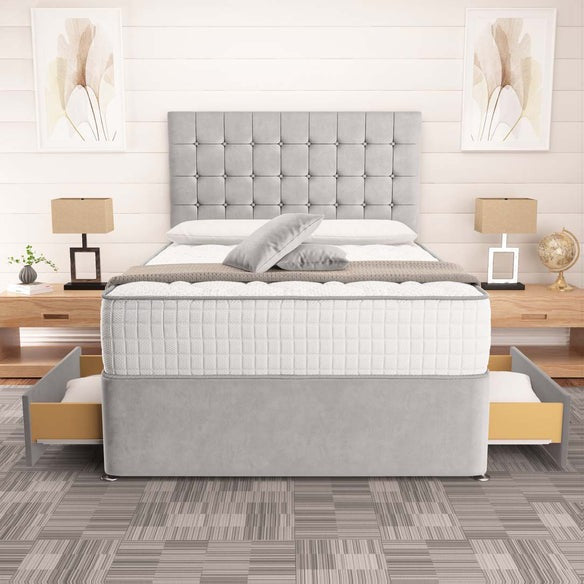 Kingston Divan Bed - Silver Plush Velvet