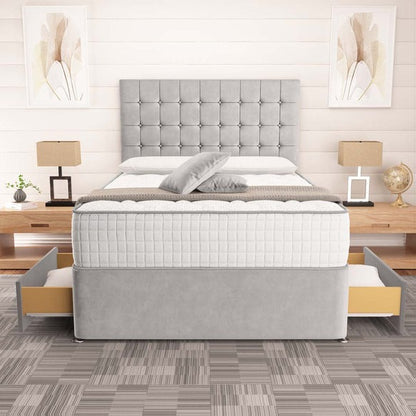 Kingston Divan Bed - Silver Plush Velvet