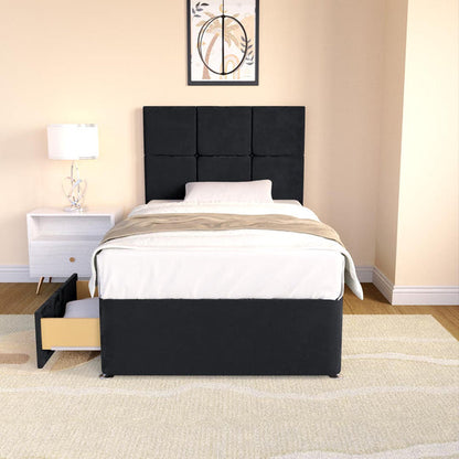 Lima Kids Divan Bed - Black Plush Velvet