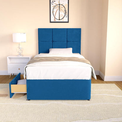 Lima Kids Divan Bed - Blue Plush Velvet