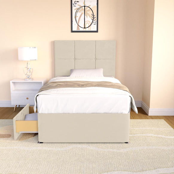 Lima Kids Divan Bed - Cream Plush Velvet