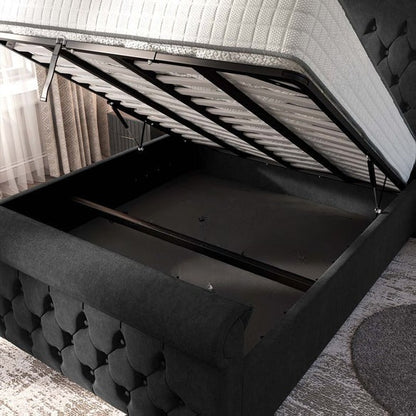 Melbourne Upholstered Ottoman Bed - Black Naples