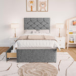 Seville Kids Chesterfield Divan Bed - Silver Chenille