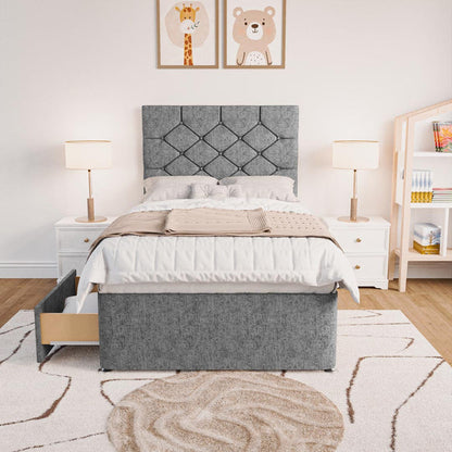 Seville Kids Chesterfield Divan Bed - Silver Chenille