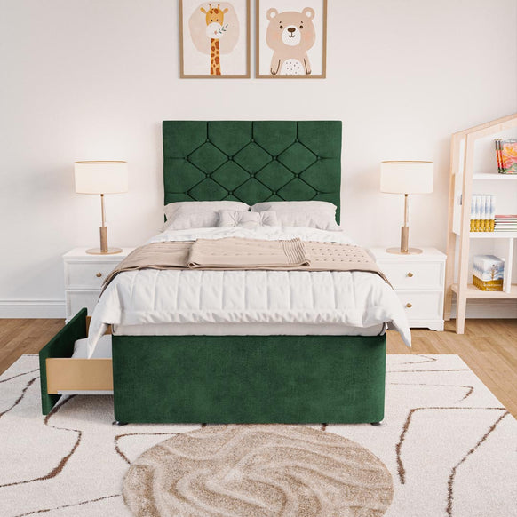 Seville Kids Chesterfield Divan Bed - Emerald Coniston