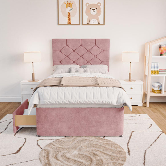 Seville Kids Chesterfield Divan Bed - Pink Coniston