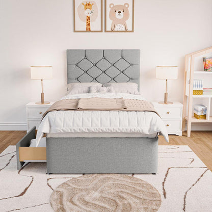 Seville Kids Chesterfield Divan Bed - Silver Linoso