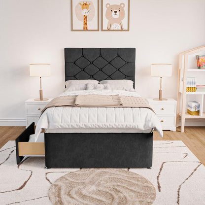 Seville Kids Chesterfield Divan Bed - Black Naples
