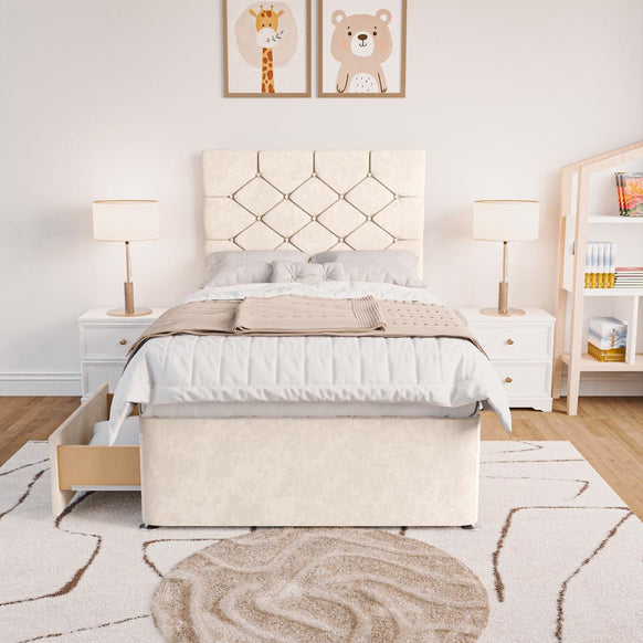 Seville Kids Chesterfield Divan Bed - Cream Naples