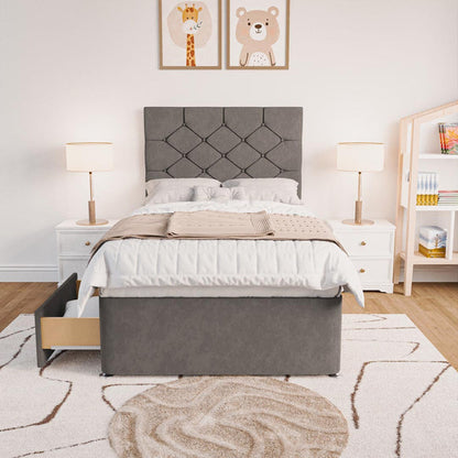 Seville Kids Chesterfield Divan Bed - Slate Grey Naples