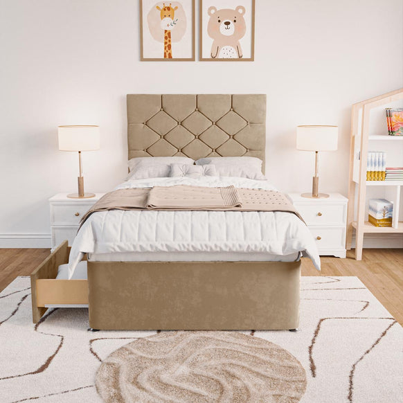 Seville Kids Chesterfield Divan Bed - Mink Plush Velvet