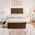 Seville Kids Chesterfield Divan Bed - Mocca Plush Velvet