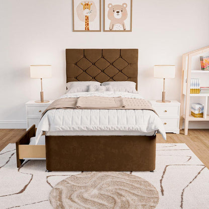 Seville Kids Chesterfield Divan Bed - Mocca Plush Velvet