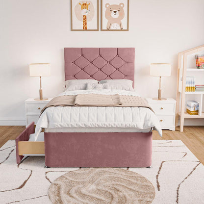 Seville Kids Chesterfield Divan Bed - Pink Plush Velvet