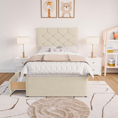 Seville Kids Chesterfield Divan Bed - Cream Plush Velvet