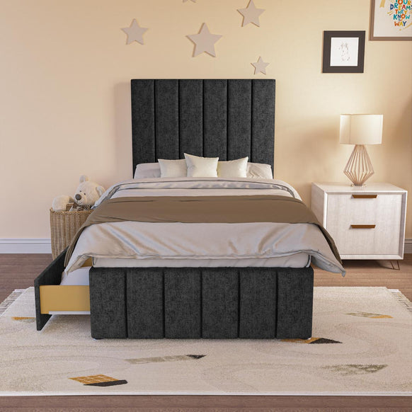 Sydney Kids Divan Bed - Black Chenille