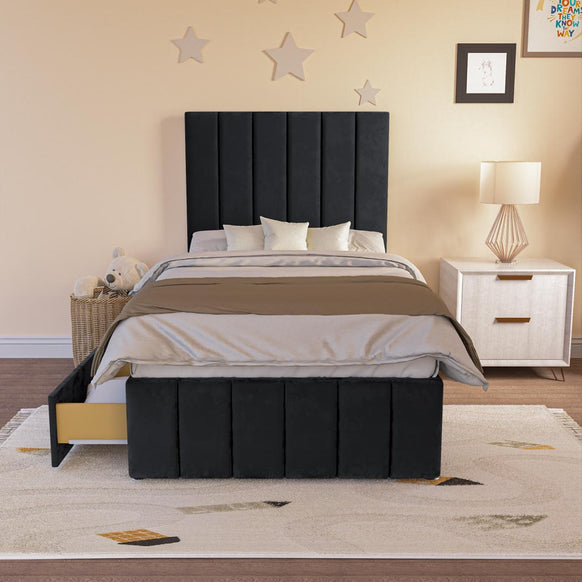 Sydney Kids Divan Bed - Black Plush Velvet
