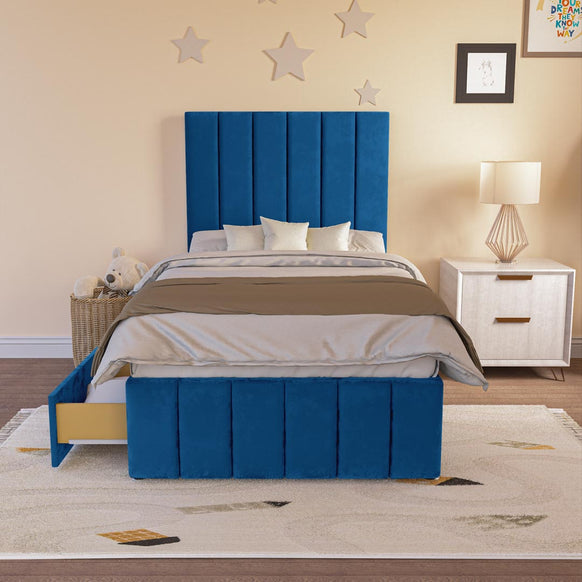 Sydney Kids Divan Bed - Blue Plush Velvet