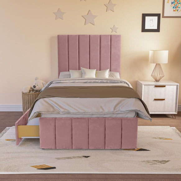 Sydney Kids Divan Bed - Pink Plush Velvet