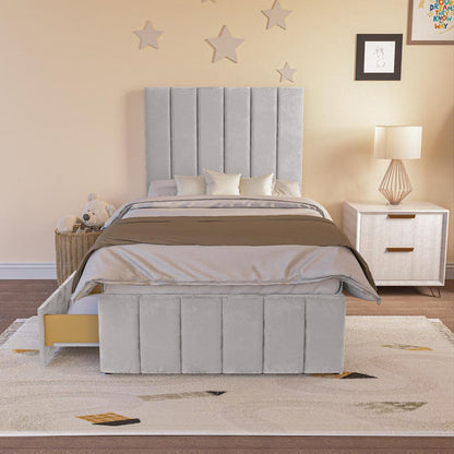 Sydney Kids Divan Bed - Silver Plush Velvet