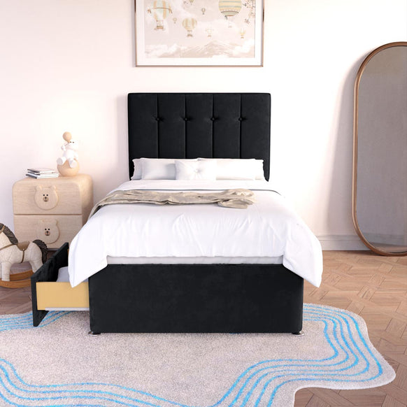 Prague Kids Divan Bed - Black Plush Velvet