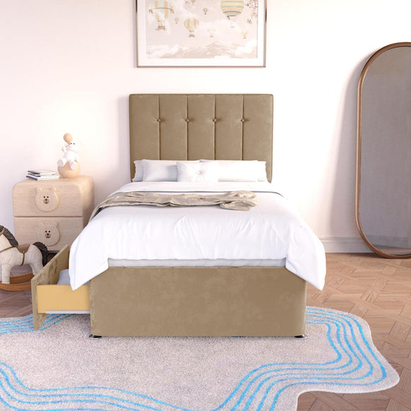 Tokyo Kids Divan Bed - Mink Plush Velvet