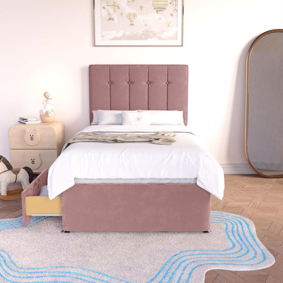 Prague Kids Divan Bed - Pink Plush Velvet