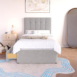 Prague Kids Divan Bed - Silver Plush Velvet