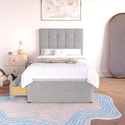 Prague Kids Divan Bed - Silver Plush Velvet