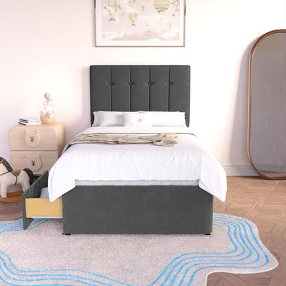 Tokyo Kids Divan Bed - Steel Plush Velvet