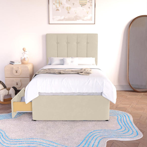 Tokyo Kids Divan Bed - Cream Plush Velvet