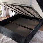 Chicago Upholstered Ottoman Bed - Black Plush Velvet