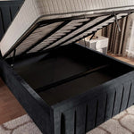 Hamilton Upholstered Ottoman Bed - Black Plush Velvet