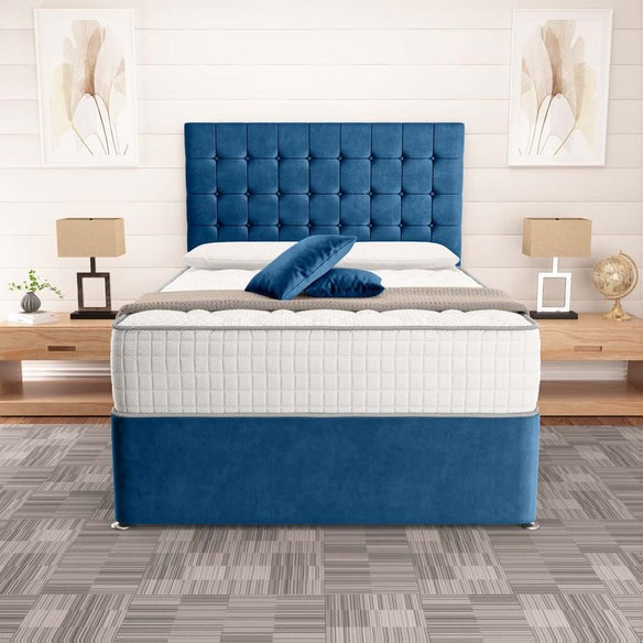 Kingston Divan Bed - Blue Plush Velvet