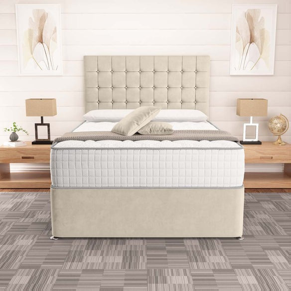 Kingston Divan Bed - Cream Plush Velvet