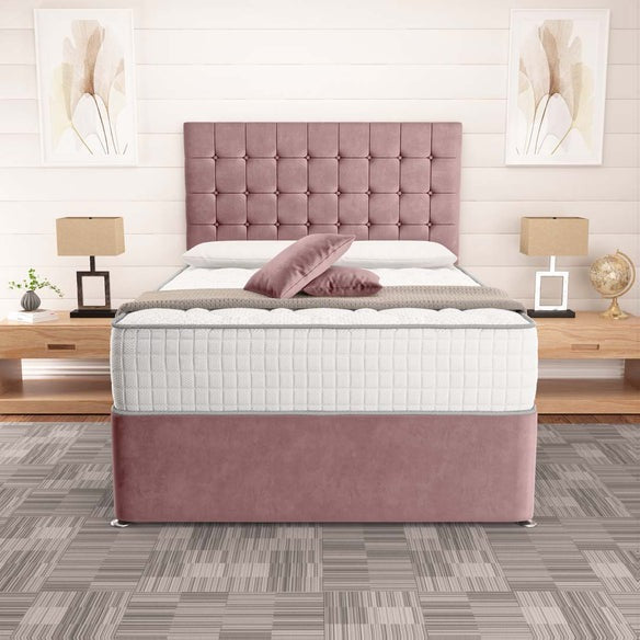 Kingston Divan Bed - Pink Plush Velvet