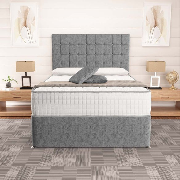 Kingston Divan Bed - Silver Chenille