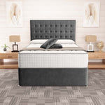 Kingston Divan Bed - Steel Plush Velvet