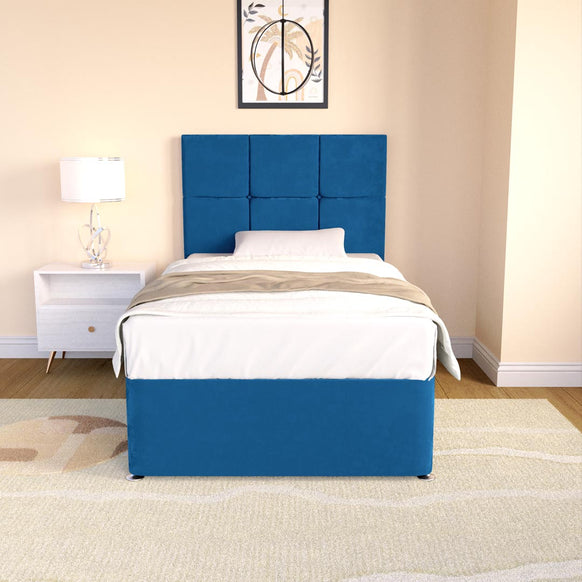 Lima Kids Divan Bed - Blue Plush Velvet
