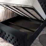 Melbourne Upholstered Ottoman Bed - Black Plush Velvet