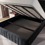 Milan Upholstered Ottoman Bed - Black Plush Velvet