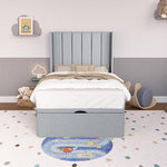 Prague Kids Wingback Ottoman Divan Bed - Silver Linoso
